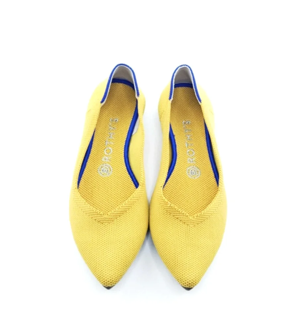 Rothy's The Point Flats Womens Knit Pointed Toe Marigold Yellow Size 8.5